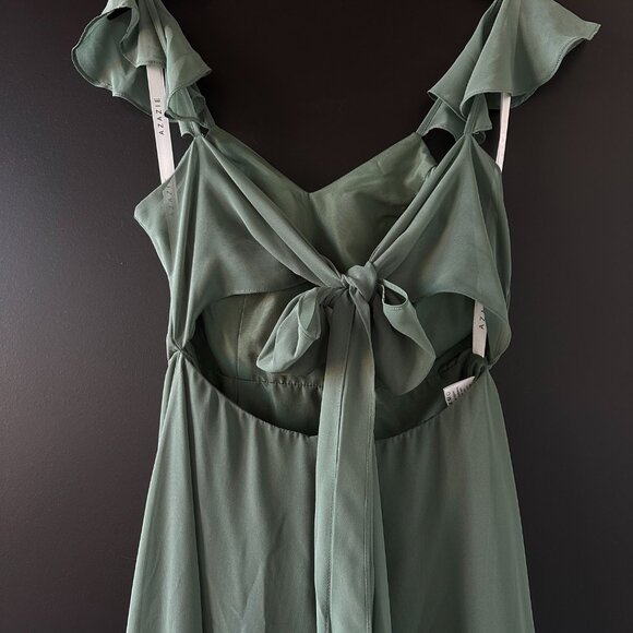 Azazie Everett Bridesmaid Dress (Chiffon, Size A6, Color Eucalyptus) - Picture 5 of 6